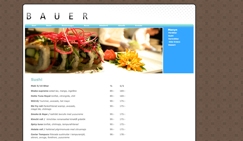Bauer Restaurant Page